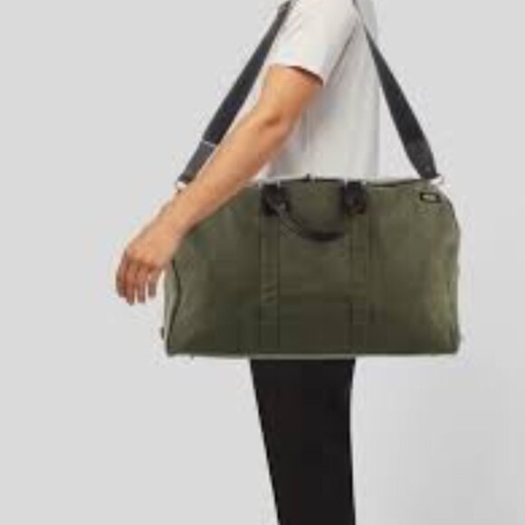 Jack Spade Green St Brown Canvas Duffle Bag. 20 in. - Picture 2 of 7